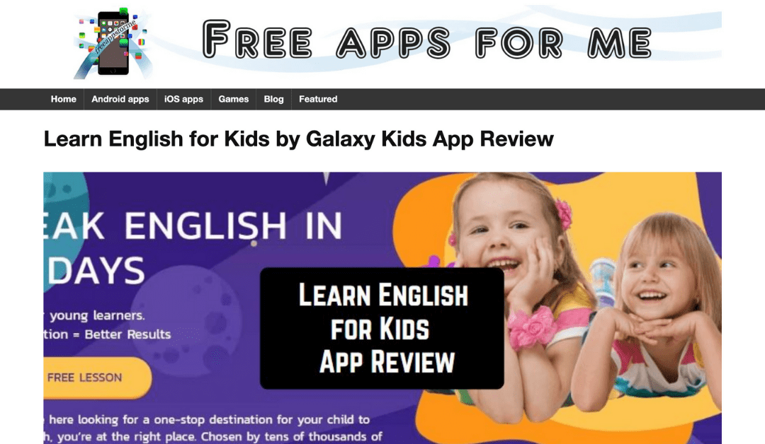 Galaxy Kids Featured on Free Apps For Me