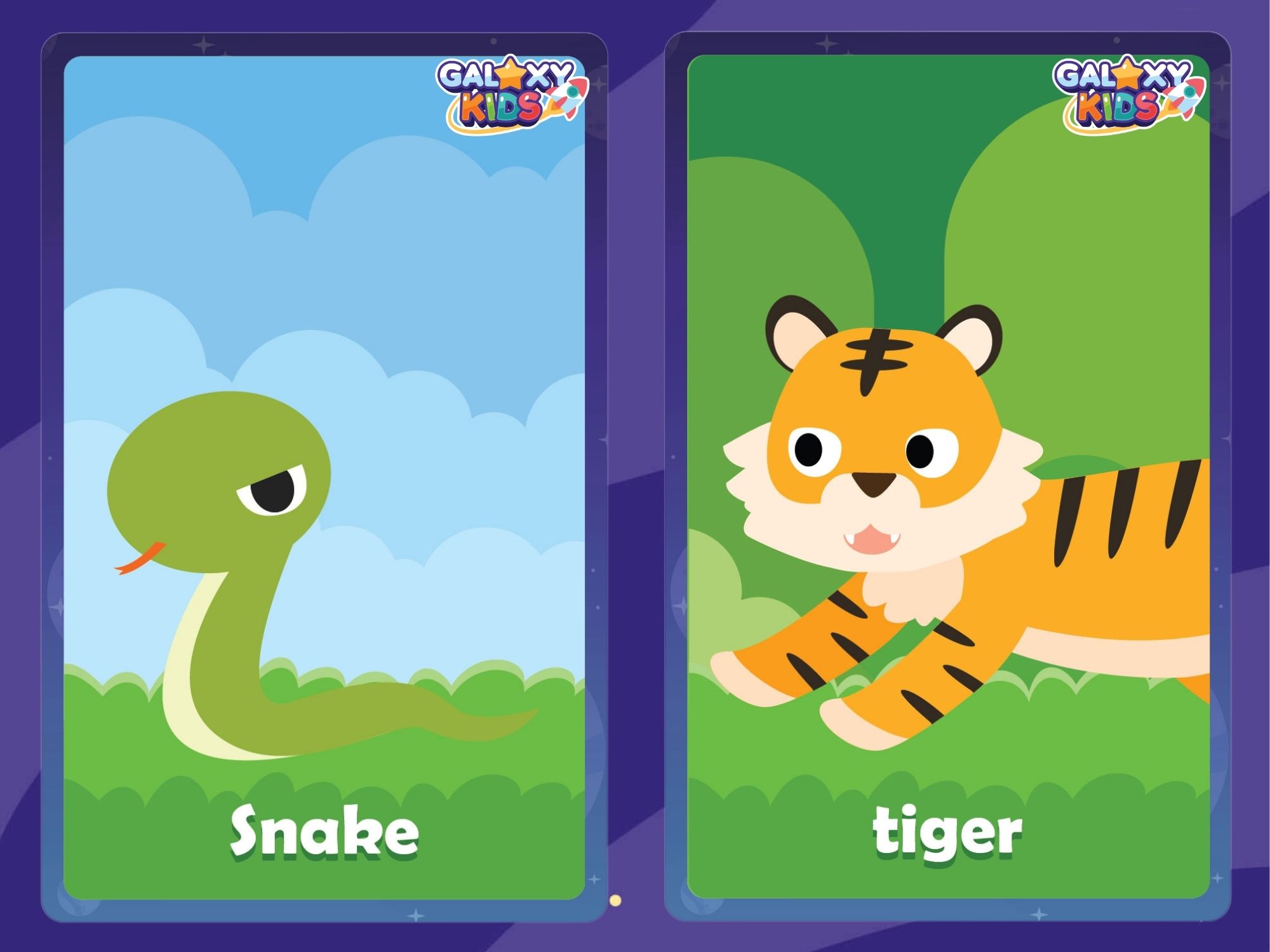 Animal Flashcards Snake and Tiger